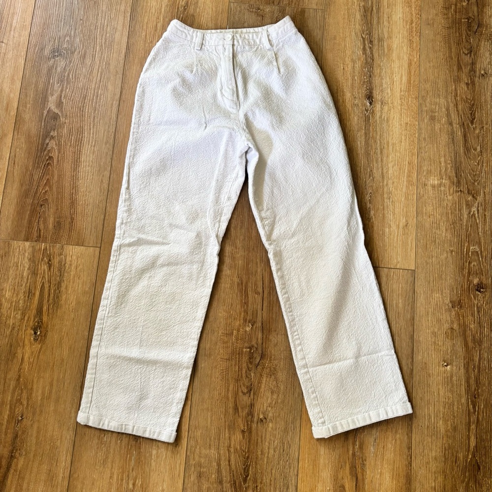 J Galt Brandy Melville White Linen Cotton Pants Boho Beach Travel Work Vacation